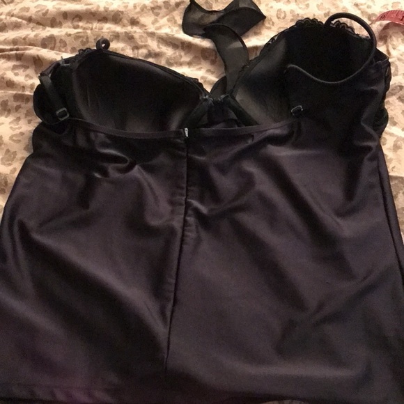 WD.NY XL black satin bra top camisole back zip adjustable straps has stretch - Picture 6 of 13